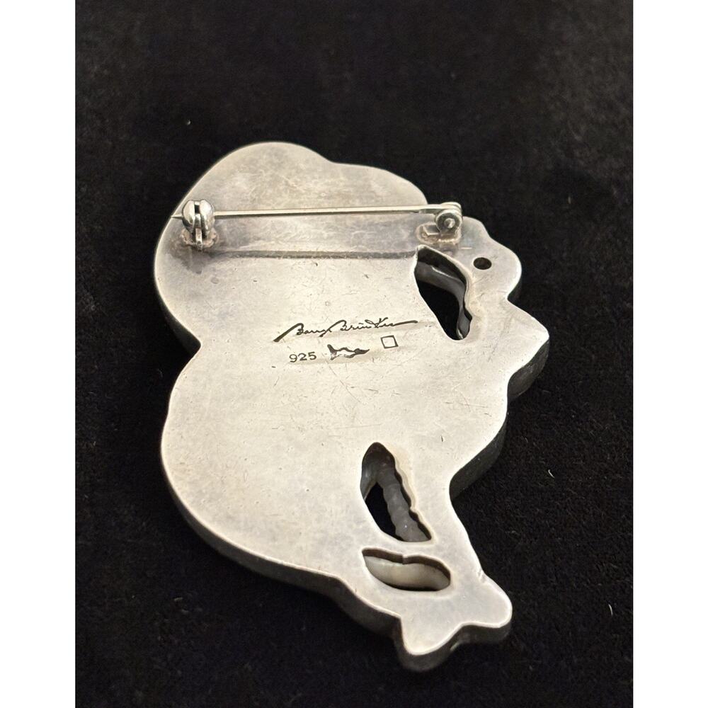 Barry Brinker Sterling Silver Carved Mother Of Pearl Butterfly BROOCH 2.75” - Picture 6 of 6